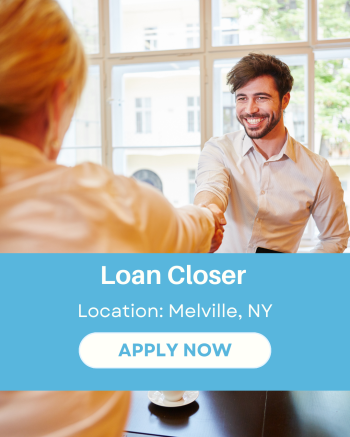 Graphic featuring a professional mortgage loan processor assisting clients.