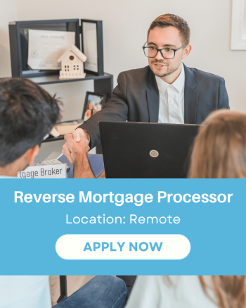 Reverse mortgage processor assisting a senior client with loan paperwork